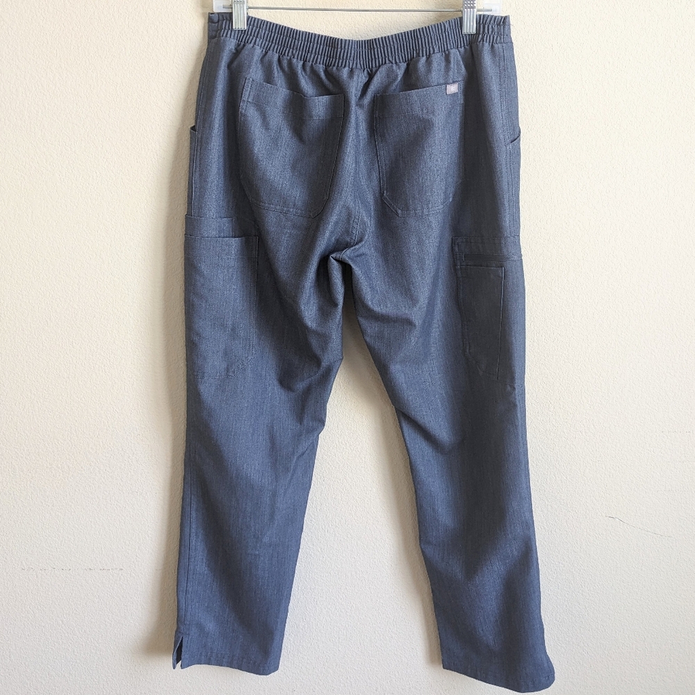 FIGS Scrub Set Heather Denim Catarina Top Yola Skinny Pants M Petite Stretch - Picture 9 of 15